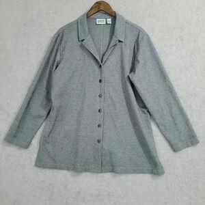 Chico's  Womens Button-Up Blazer Jacket 3/16 Gray 11PT
